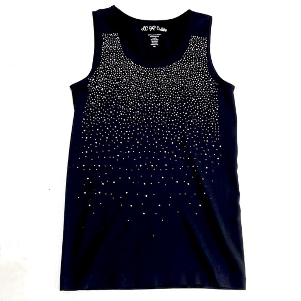 LC Couture Black Rhinestone Tank Top Size M/L